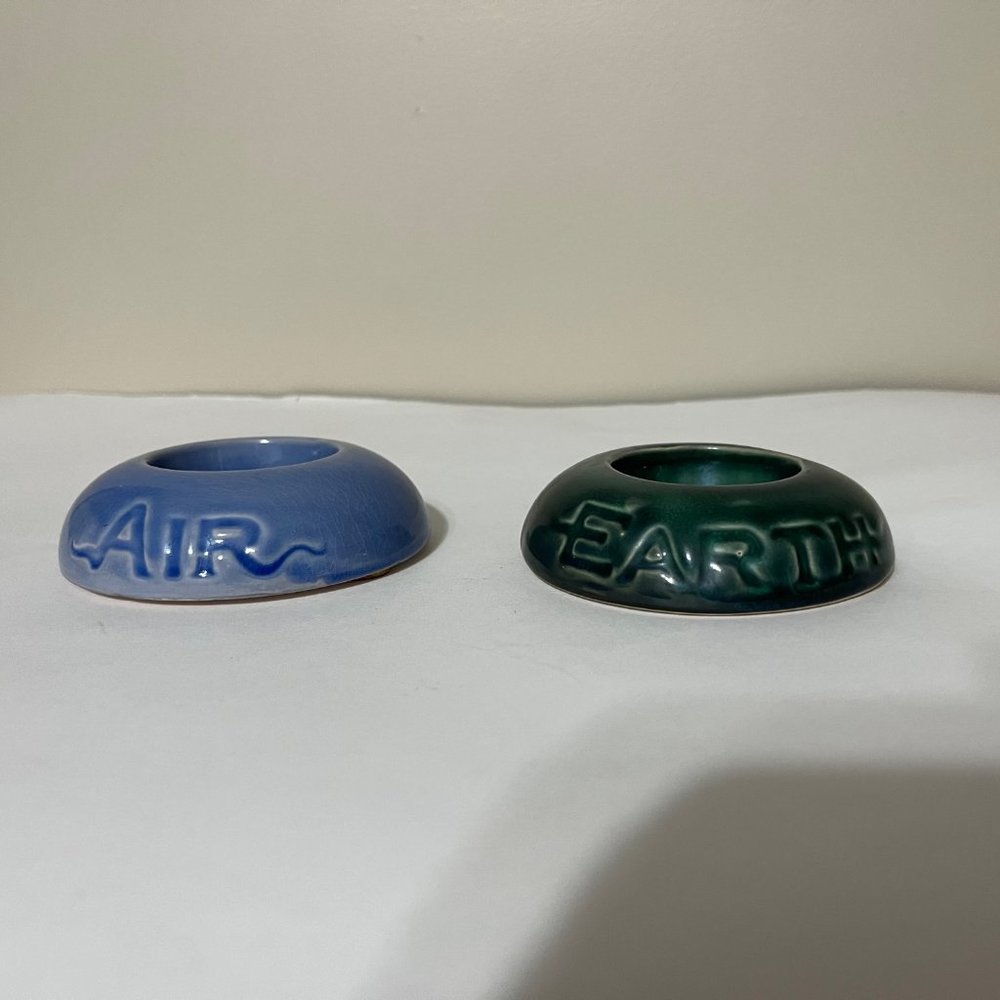 Blue AIR and Green EARTH Votive Candle Holders, set of 2
